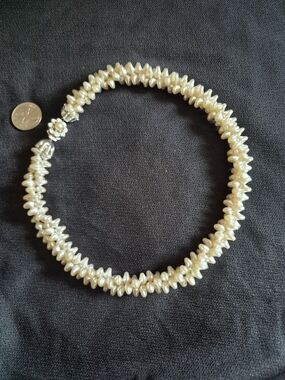 Vintage Cultured Pearl Cluster Necklace - Cream Pearls with Silver Clasp